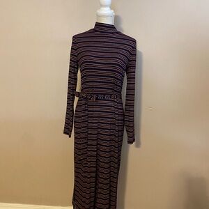 LOFT Multicolor Striped Long Sleeve Dress
